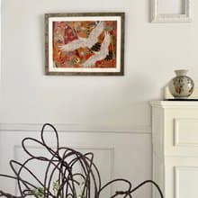 アートフレーム　インテリアアート　きもの額装　053　色打掛　黒　鶴　和モダンインテリア　縁起物　長寿祝い　引越祝い　和室