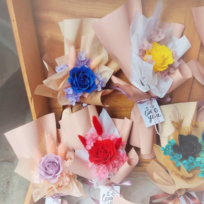 小資款永生花束 母親節花束 情人節花束  FS006多色單玫瑰花