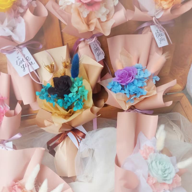 小資款永生花束 母親節花束 情人節花束  FS006多色單玫瑰花