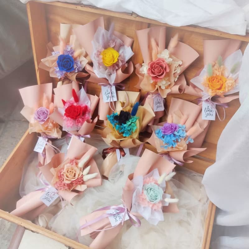 小資款永生花束 母親節花束 情人節花束  FS006多色單玫瑰花