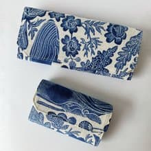 特別款/鯨魚花卉棉麻布+紙長夾銀包/1983ER 水墨畫風格