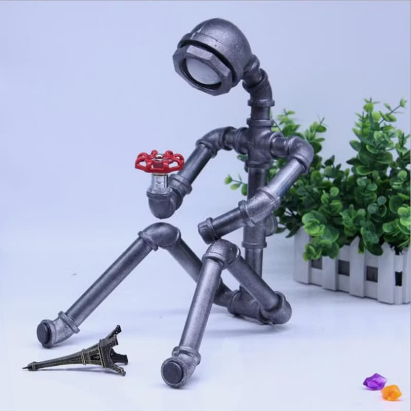 交換禮物创意水管灯机器人沉思灯生日礼物