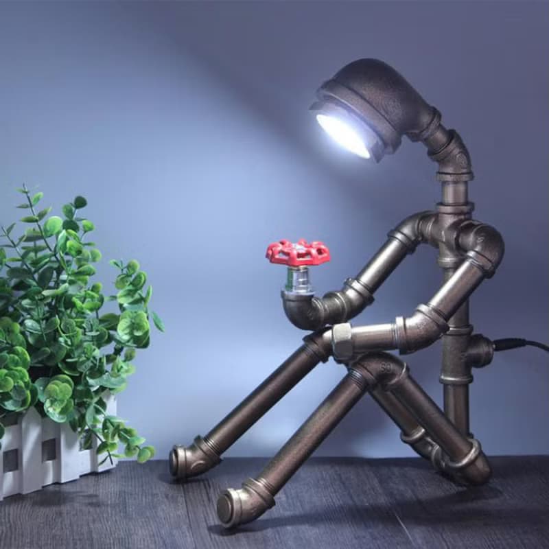 交換禮物创意水管灯机器人沉思灯生日礼物
