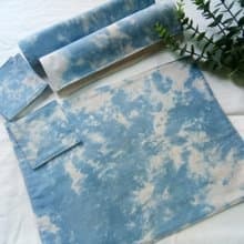 Cotton tie dyed placemat and coasters, Set of 2, set of 4, Blue, Indigo