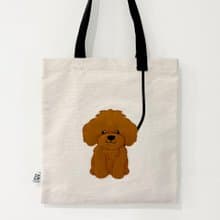 【圖案不是印刷】(層層縫) 玩具貴賓犬, 帆布袋