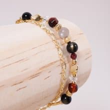 辣個女人 The Woman│黑金曜 灰月光石 虎眼石 紅石榴 白水晶手鍊