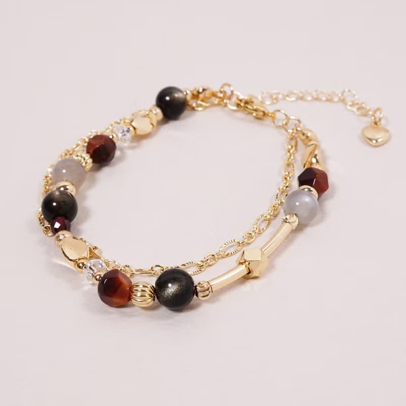 辣個女人 The Woman│黑金曜 灰月光石 虎眼石 紅石榴 白水晶手鍊