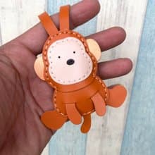 療癒小物 橘色 可愛 猴子 純手工縫製 手工皮革 吊飾 小尺寸