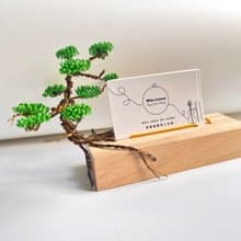 迎客松 木質名片架 名片座 卡片底座 展示架金屬線創作父親節禮物