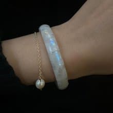 靜藍 。藍月光 月光石 白月光 月亮石 手鐲排 手排 手鏈 手環