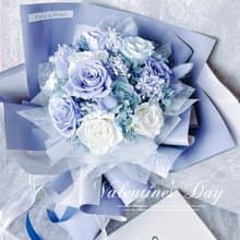朦朧柔美霧藍永生花花束