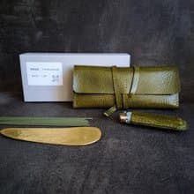 便攜線香組合/奢華綠/黃銅線香盤/植鞣皮套/靜香旅盒