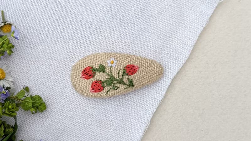 草莓髮夾 花朵夾 森林髮飾 刺繡髮夾