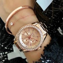 經典時尚鋯石石英女士手錶