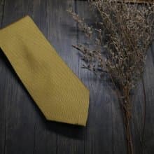 黃色細條紋百分百真絲領帶商務紳士necktie