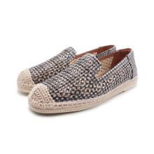 WALKING ZONE 日系麻線編織休閒鞋 女鞋-米黑色(另有米金色)