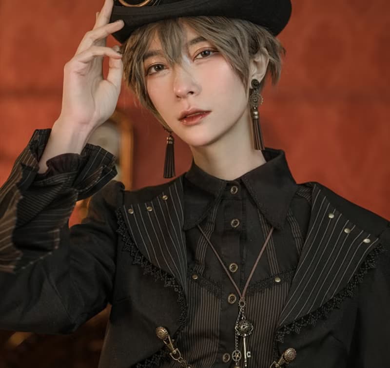 蒸汽朋克 哥特風復古  西服領外搭貝殼開衫短外套