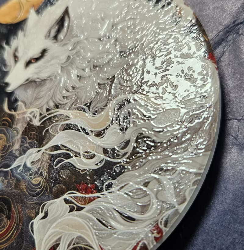 白狐神-晶雕吸水陶瓷杯墊