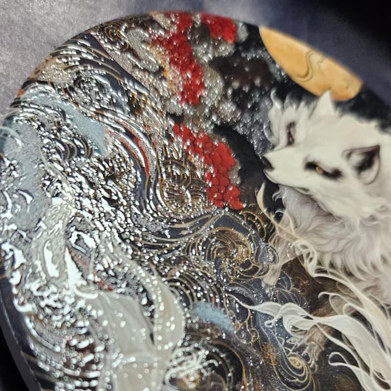 白狐神-晶雕吸水陶瓷杯墊