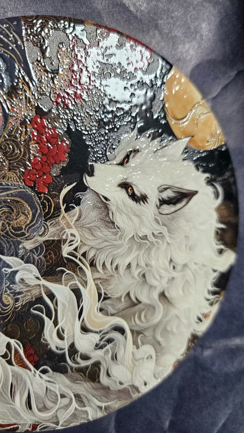 白狐神-晶雕吸水陶瓷杯墊