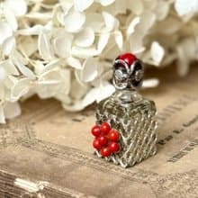 50750-絕美法國古董純銀鑲嵌紅珊瑚香水瓶