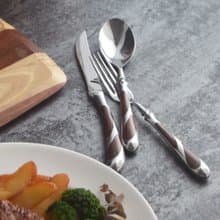 【日本製】SALUS 不鏽鋼天然鑲木餐具