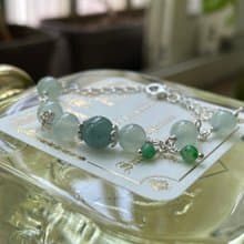 文青//天然翡翠A貨 藍水 晴水 綠翠 925銀 手鍊