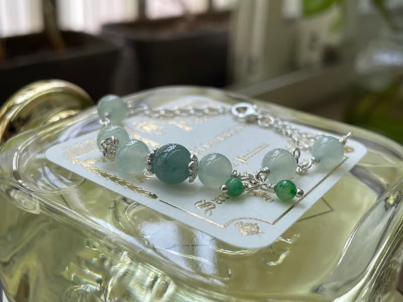 文青//天然翡翠A貨 藍水 晴水 綠翠 925銀 手鍊
