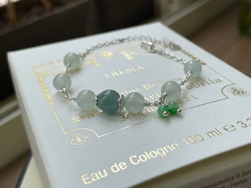 文青//天然翡翠A貨 藍水 晴水 綠翠 925銀 手鍊
