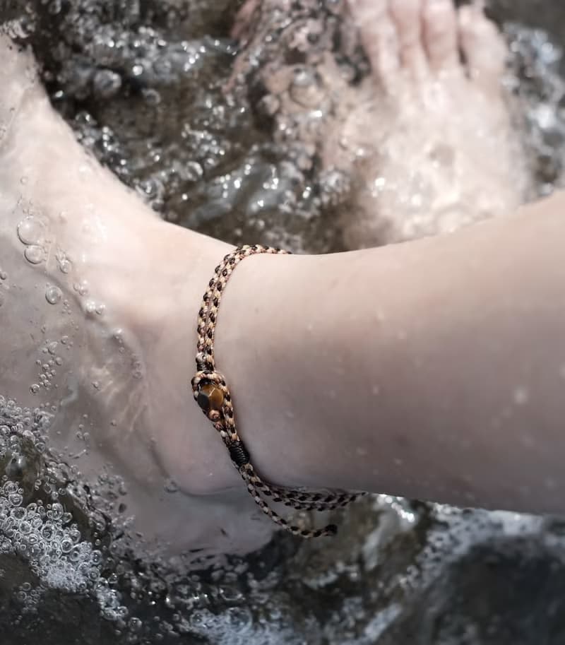 【腳鍊】無限infinity蠟繩腳環/南美蠟繩/天然石/原石