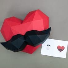 DIY手作3D紙模型 禮物 掛飾 節慶系列-鬍子小愛心組合