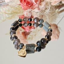 魔女之瞳-穩定/守護-鷹眼石/黑太陽石/赤鐵礦水晶手鍊