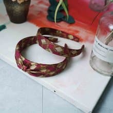 古董領帶改製手工髮箍-CHANEL香奈兒-經典鎖鏈-桃紅/耶誕禮物