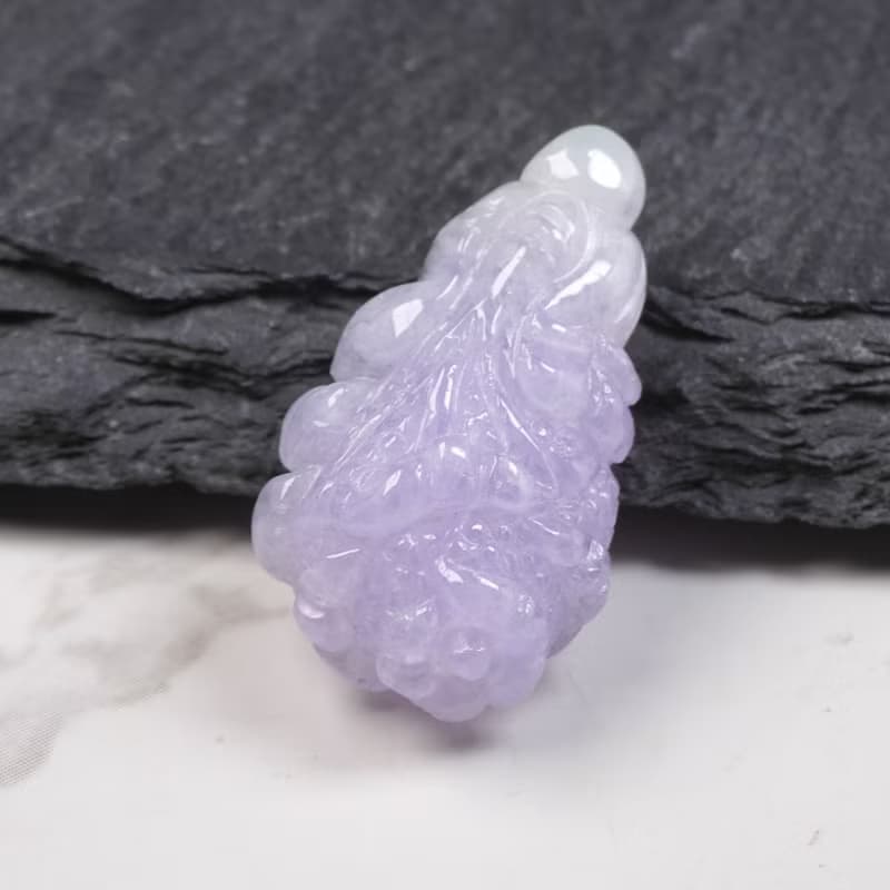 【廣納百財】冰種紫羅蘭翡翠白菜 | 天然緬甸玉A貨翡翠 | 送禮