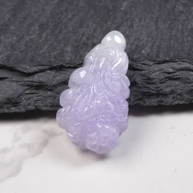 【廣納百財】冰種紫羅蘭翡翠白菜 | 天然緬甸玉A貨翡翠 | 送禮