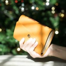 Personalized Leather Journal, Vintage Bookbinding (Yellow Mustard)