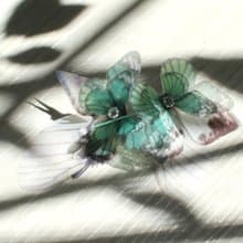 不對稱蝴蝶耳環一對&水鑽925銀耳針 pierced or clip-on earring