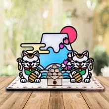【Moko Bastet】富士山招財貓咪擺設 香薰座 塔香 緣起物 線香