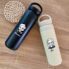 【艾米薇兒 人物簡筆似顏繪】日式插畫風手提保溫杯 500ml