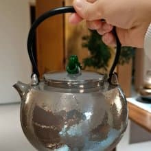尚幀品 玉鈕平領銀壺 純銀9999一張打口打出銀壺 燒水銀壺 1000cc