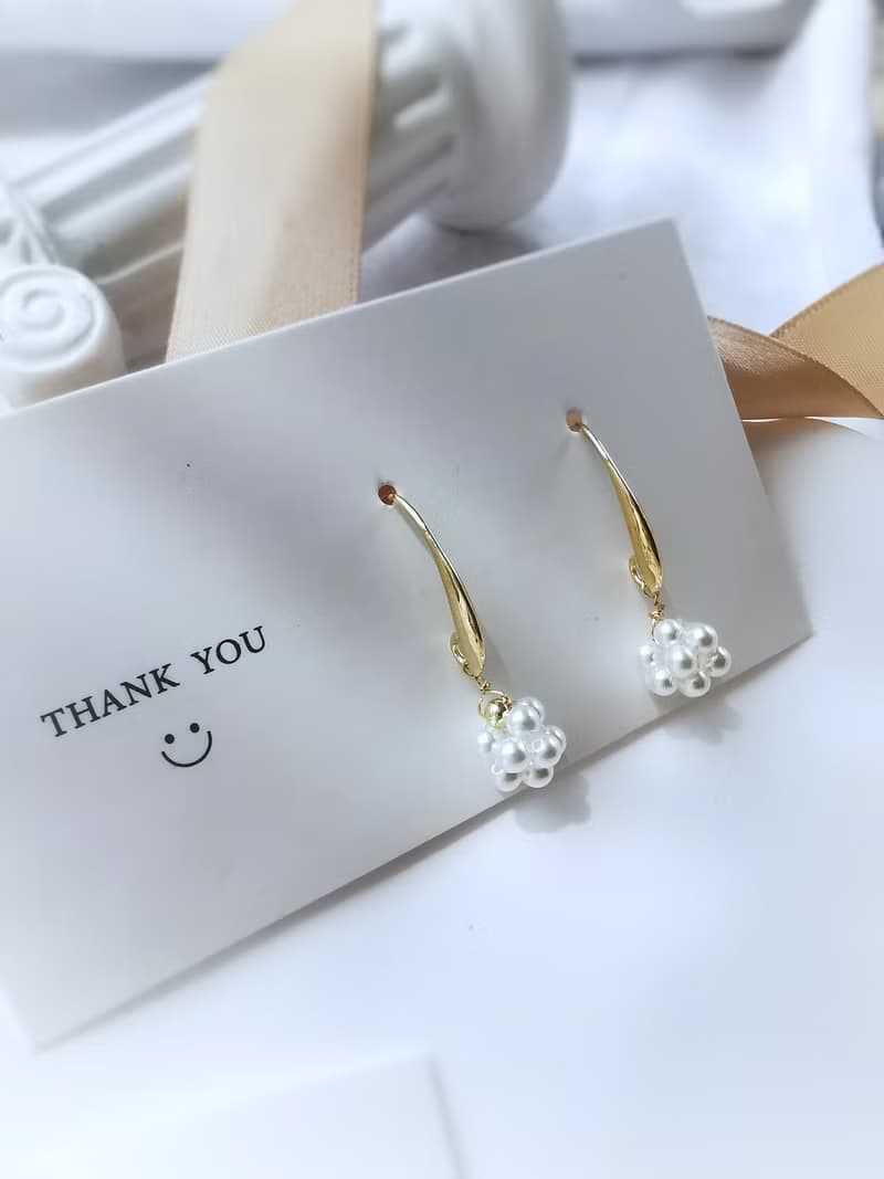 14Kgf 珍珠花球耳環