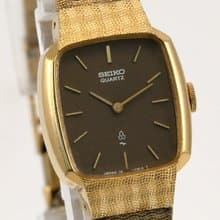 送料無料 SEIKO 女性用腕時計 クォーツ ブラウン 1978年製造 金メッキ劣化 手錶 古董錶 復古手錶 日本直送