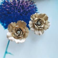 Vintage Jewelry 西洋古董飾品 CORO 立體花朵 夾式耳環