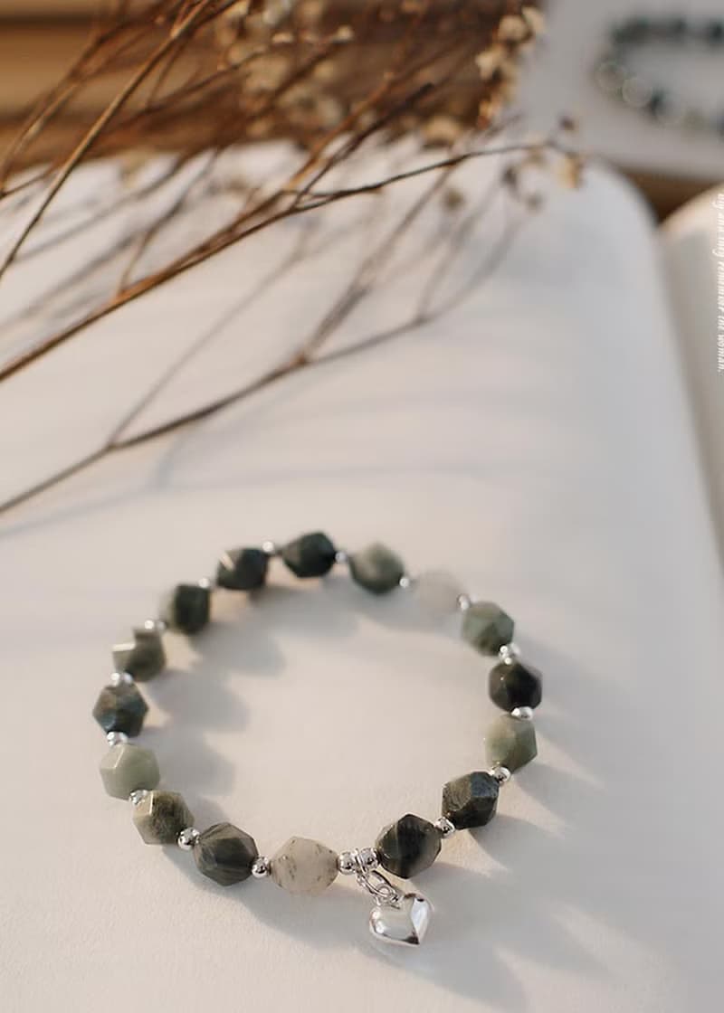 招財水晶綠髮晶 | 塞納河畔純銀手鍊 |串珠純銀手鏈 加長版大手圍