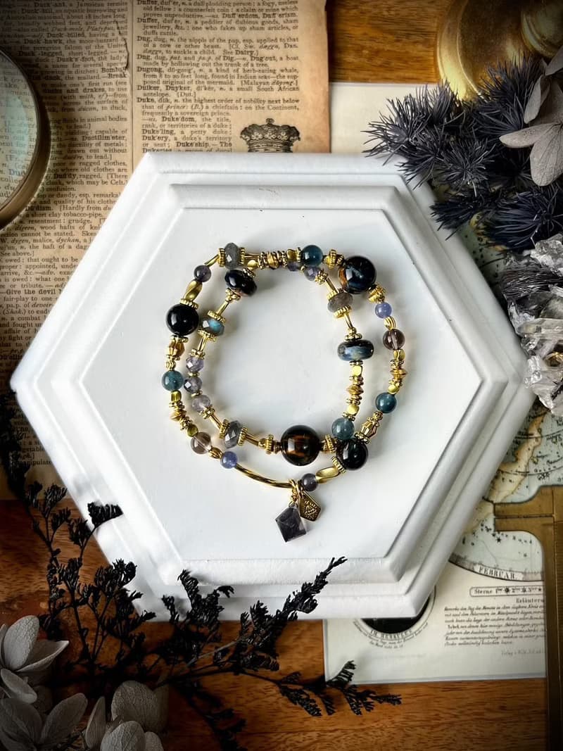 -日月星辰-天然水晶手鏈/黃銅手鍊