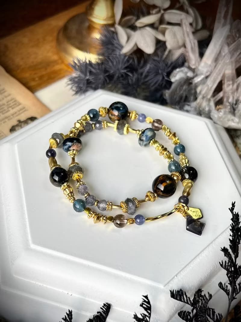 -日月星辰-天然水晶手鏈/黃銅手鍊