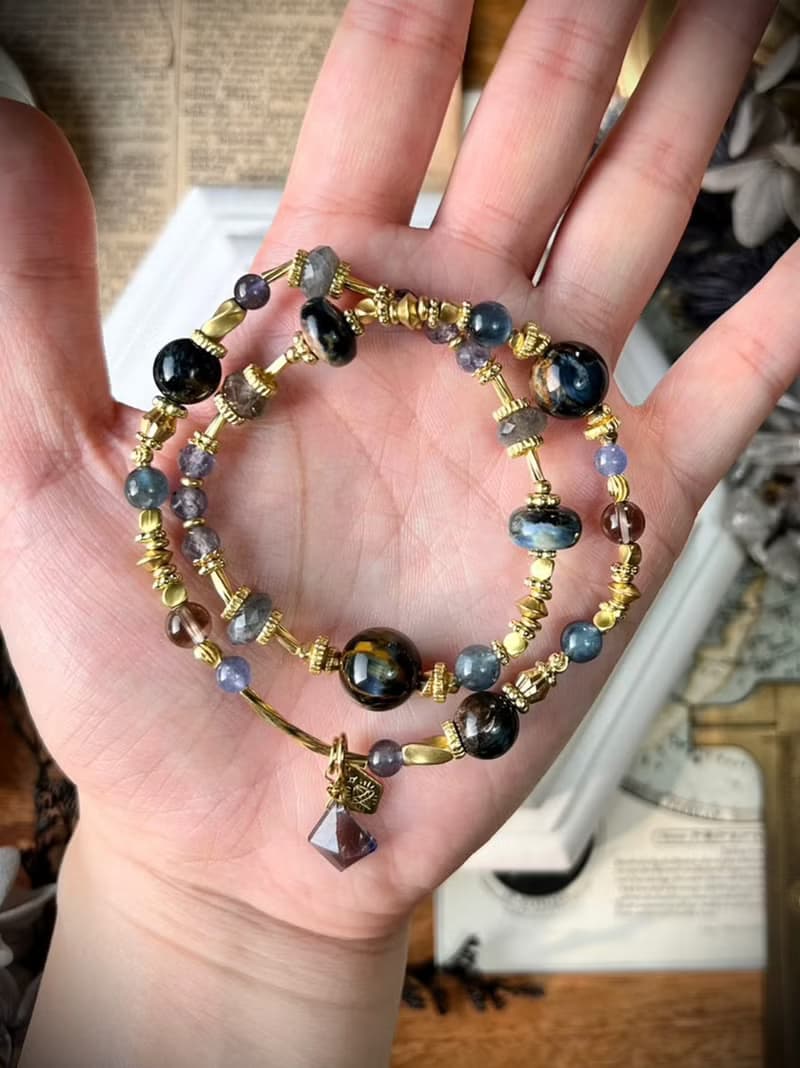 -日月星辰-天然水晶手鏈/黃銅手鍊