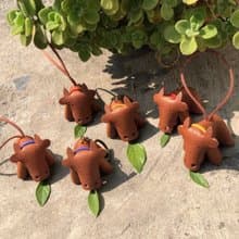 【項圈牛牛】摔紋棕牛牛-微微小荔枝紋 / 吊飾 /鑰匙圈