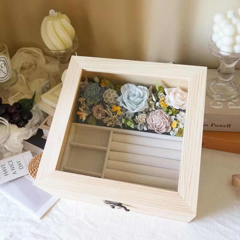 永生花大珠寶盒-淺粉藍