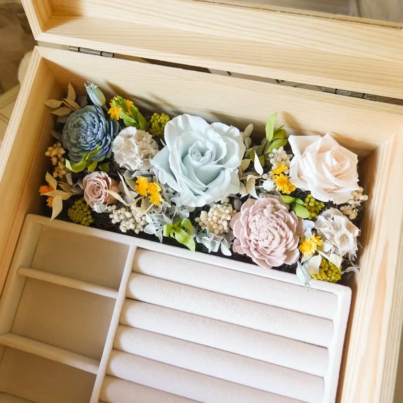 永生花大珠寶盒-淺粉藍